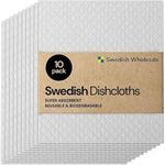 Swedish Wholesale Swedish DishCloths for Kitchen- 10 Pack Reusable Paper Towels Washable - Eco Friendly Cellulose Sponge Microfiber Dish Cloths - Kitchen Essentials - White