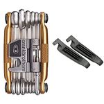 Crank Brothers Multi Bicycle Tool (19-Function, Gold) + Bell Sports 10022825 Tire Levers, 2-Pieces Per Set