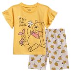 Disney Winnie the Pooh T-Shirt and Bike Shorts Outfit Set Infant to Toddler Sizes (12 Months - 5T), Yellow, Winnie the Pooh, 4T