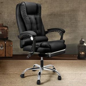 Furb Office Chair with Foot Rest, 135° Reclining Home Office Desk Chair, Adjustable Height Swivel Gaming Chair with Comfortable Thickly Padded Armrests (Black)