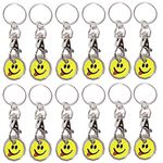 Pack of 12 x Shopping Trolley £1 Token Coin Keyring for Shop Trolley Locker etc - New £1 Coin 12 Edge Shape (12 x Smiley Tongue)