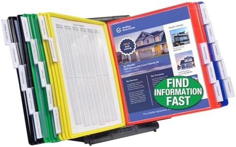 Ultimate Office AdjustaView 20-Pocket Desk Reference Organizer with Easy-Load Pockets and Compact Weighted Base for Stability (Colored Pockets)