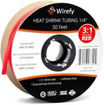 Wirefy 1/4" Heat Shrink Tubing - 3:1 Ratio - Adhesive Lined - a resistant Heat Shrink - Red - 50 Feet Roll