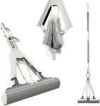 Snivy Sponge Mop, Roller Sponge Mop, Self Squeeze Sponge Mop, Stainless Steel Handle with 1 PVA Absorbent Sponge, for Home Commercial Use Tile Floor Bathroom Garage Cleaning