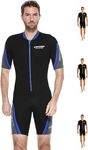 Cressi Playa Man Shorty Wetsuit - Shorty Men's 2.5mm High Elasticity Neoprene Wetsuit, Black/Blue, S