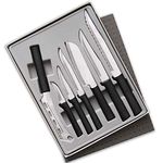 Rada Cutlery Starter Knives Gift Set – Stainless Steel Blades and Black Steel Resin Handles, Set of 7