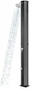 Costway 60 L Solar Heated Outdoor Shower, 2.3 CM Outdoor Shower with Shower Head and Foot Shower Tap for Outdoor Backyard Poolside Beach Pool Spa, Black