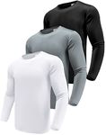 Men's 3 Pack Performance Long Sleeve T-Shirts, UPF 50+ Sun Protection Shirts, Athletic Workout Shirts for Running Black/White/Grey-3P01-M