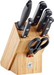 ZWILLING Gourmet Knife Block, 7 Pieces (Knives, Sharpening Steel, Scissors, and Block), Special Stainless Steel, Ergonomic Plastic Handle, Black - Made in Germany