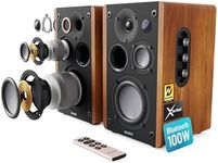 5.3 Bluetooth Bookshelf Speakers | Hifi Bluetooth Stereo | 100W Studio Monitors | Xtra Bass & 3 Drivers Hifi Speakers | Multi-Connection Options, Remote Control, USB Playback | Majority D100