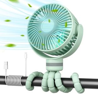 Momcozy Portable Stroller Fan, 8000mAh, 27H Ultra-long Battery Life, Detachable 4 Speed 360°Rotate, LED Night Light with 2 Modes, USB Rechargeable Handheld Cooling Fan for Travel, Car Seat, Bedroom