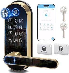 SamtechT Keyless-Entry Keypad Fingerprint Smart Lock: Digital Door Lock with Code Passcode, Biometric Door Knob for Entry Door, Bedroom Door (Gold)