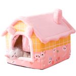 SEOUGEE Cat Cave Bed, Warm Cosy Dog Bed Indoor With Removable Cushion, Comfortable Plush Pet Cat igloo, Washable Foldable Cat Houses with Non-Slip Bottom