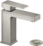 Lava Odoro Brushed Nickel Bathroom Faucet Single Hole, Brass Bathroom Sink Faucet Single Handle Vanity Faucet with Pop up Drain Assembly, Deck Plate Included, BF307-BN