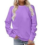 AMhomely Sweatshirt for Women Autumn Winter Casual Loose Long Sleeve Shirts Ladies Crewneck Dressy Graphic Sweatshirts Pullover Tops Work Officce Christmas, 003 Purple Christmas Gifts, XL