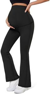 Maternity Flare Leggings Over The Belly - Buttery Soft Pregnancy Bell Bottom Pants with 28"/30"/32"/34" Inseam Length for Lounge Yoga Casual