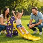 Amazon Brand - Solimo Modern Super Slide for 2-4 Years | Indoor Outdoor Games | Perfect Slide for Home, School & Playground | Easy Assembly | Safe & Fun Activity Toy |131 x 61 x 71cm | Purple &Yellow