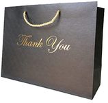 Large Black Thank You Gift Bags Heavy Duty 250 g Paper Shopping Bags with Luxury Handles 10" x 13" x 5" Premium Elegant Matte Modern Circle Embossed 12 Bags Modeeni(10 x 13, Black)