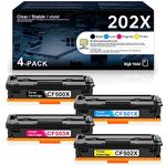 202X Toner Cartridge 4 Pack High Yield CF500X CF501X CF502X CF503X Replacement for HP 202X 202A CF500A Toner Color Pro M254dw MFP M281cdw MFP M281fdw Printer