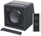 Alpine Electronics SWE-815 300W 8" Active Subwoofer, with Custom Enclosure, Remote Control, 4Ω Single Voice Coil