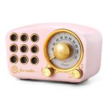 Retro Bluetooth Speaker FM Vintage Radio with Loud Volume, Strong Bass Enhancement, Bluetooth 5.0 Wireless Connection, Loud Volume,TF Card & MP3 Player (Pink)