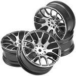 4Pack HIRCQOO Metal Wheel Rims 12mm Hex Hub Compatible with 1/10 On-Road Racing Touring Drift Car Tamiya TT-01 Kyosho RedCat Sakura D4 XIS HSP 1/10 RC Scales,Width 26mm (Black)