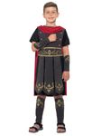 Smiffys Roman Soldier Costume, Black with Tunic, Attached Cape, Arm & Leg Cuffs, Boys Fancy Dress, Child Dress Up Costumes