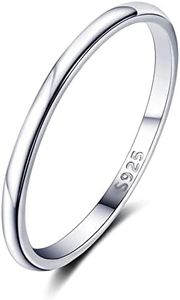 Honsny 925 Sterling Silver Ring for Women Men Stacking Wedding Band Rings for Couples Simple Finger Stackable Statement Dome Plain Thumb Ring Size 6-11, 6, Silver, silver