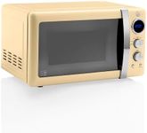Swan SM22030LCN Retro LED Digital Microwave with Glass Turntable, 5 Power levels & Defrost Setting, 20L, 800W, Retro Cream