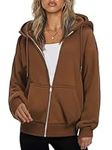 Zeagoo Women's Oversized Zip Up Hoodies Fleece Jacket Casual 2024 Fall Winter Sweatshirts Drawstring Y2K Hoodies Teen Girls