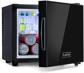 KLARSTEIN Frosty - Mini-réfrigérateur, Capacité de 10 litres, Compact, Eclairage intérieur LED blanc, 12 et 18 °C, Clayette en verre, Elégante porte, Nettoyage facile, Noir