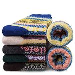 5 Pairs Merino Wool Socks Womens Winter Knit Casual Crew Warm Socks for Women