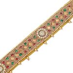 Vibha Maggam Aari Work Handmade Elastic Waist Hip Belt Kamarband Kamarpaata For Women traditional vaddanam for wedding Sarees & Lehangas (Green and Red)