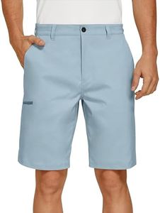 PULI Men's 10 Inseam Casual Golf Shorts Stretch Lightweight Quick Dry with Pockets for Hiking Travel Light Blue 36