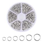 LUTER 1000pcs Open Jump Rings, Metal O-Ring Plated Round Ring Connectors, Dark Silver for Choker Necklace Bracelet Chain, DIY Making Jewelry Supplies Findings And Repair (4mm 5mm 6mm 7mm 8mm 10mm)