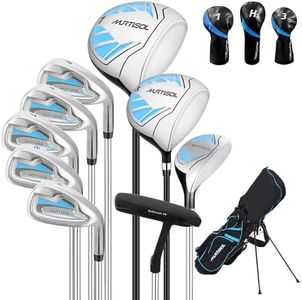 XDriveMax 10 Pieces Complete Mens Womens Golf Clubs Set Right Hand for Men Women Includes Stand Bag with Rain Hood, 1#Driver 3#Wood #5 Hybrid,with 3 Head Covers, 6# 7# 8# 9# PW# Irons and Putter