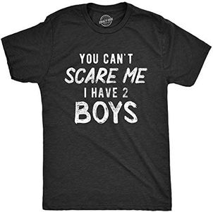 Mens You Can't Scare Me I Have Two Boys Tshirt Funny Parenting Fathers Day Tee (Heather Black) - XL