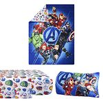 Nemcor Marvel Avengers Kids Bedding Sheet Set with Reversible Comforter Single Bed in Bag 4 pcs Set for Kids,51811-Avengers-4pcs