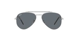 Ray-Ban RB3625 New Aviator Pilot Sunglasses, Silver/Blue, 62 mm