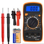 Digital Multimeter,2000 Counts Voltage Tester,Volt Ohm Amp,Multi-Meter Tester AC/DC Voltmeter DC Current, Diode and Resistance,Dual Fused for Anti-Burn, with Test Leads Backlight LCD Screen