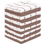 Zeppoli Kitchen Towels 12 Pack - 100% Soft Cotton Dish for Hand 15'' x 25'' Dobby Weave Tan Dish Drying Dishes Super Absorbent Cleaning Cloths (ZPL-DT12-Tan-Stick)