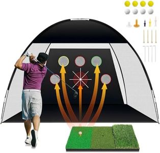 TTCB Sports Golf Practice Net Outdoor, 10x7ft Golf Hitting Net Indoor with Tri-Turf Mat for Backyard Driving, Chipping, Target Training Simulator Accessories, Gift for Men/Sports Lover
