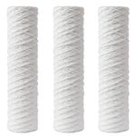 3 Pack WRAS Approved Wound Sediment Filters 10" x 2.5" for Private Water Supplies, Bore Holes, Reverse Osmosis (50 Micron)