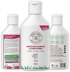 White Dog Shampoo Conditioner 500ml with Herbal Violet for Urine Stain Removal and Itchy Sensitive Skin - Medicated Puppy Safe
