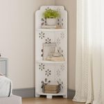 Dripex White Corner Shelves Free Standing Shelf Floor Storage Unit for Bathroom, Living Room, Bedroom, Kitchen, Balcony or Office(3 Tier Flower)