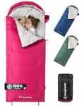 KingCamp Kids Cotton Sleeping Bag, Lightweight Waterproof Camping Sleeping Bag Indoor & Outdoor Use for Kids Age 10-12 (up to 100-140cm),Pink