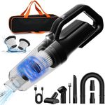 Handheld Vacuum Cleaner Cordless Powerful 12000Pa Suction, Rechargeable Car Hoover with 2 Extra HEPA Filters 3 Nozzles, 25-30min Long Runtime, Built-in LED for Home, Stairs, Car, Pet Hair, Crumbs