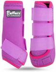 Jeffers Expression Neon Horse Boots - Purple & Pink, Breathable Neoprene, Secure Velcro Straps, Durable Premium Protection for Jump Training & Trail Riding - Front & Hind, Medium Size