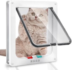 Rubessia Puerta para Gato con Cierre magnético de 4 vías, Puerta para Mascotas para Gatos y Perros pequeños 28 × 25 × 5.5 cm (XL)