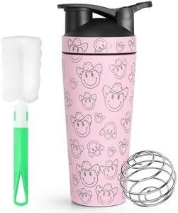 HNCY 750ML Shaker Proteinas, Mezclador de Proteinas, Shaker Acero Inoxidable, Mezclador Proteinas con Bola Mezcladora, Shaker para Gym, Deportivo, Prueba de Fugas y sin BPA Fácil Limpieza, Rosa